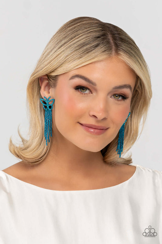 Billowing Butterflies - Blue Paparazzi Life of the Party Earrings $5 Jewelry with Janet Morgan Earrings