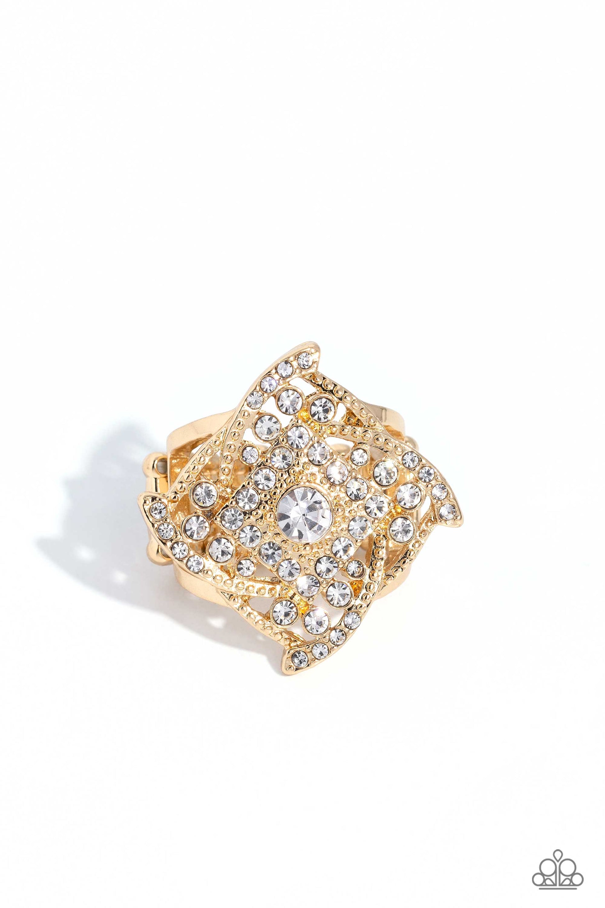 Tilted Talent - Gold Paparazzi Ring $5 Jewelry with Janet Morgan rings