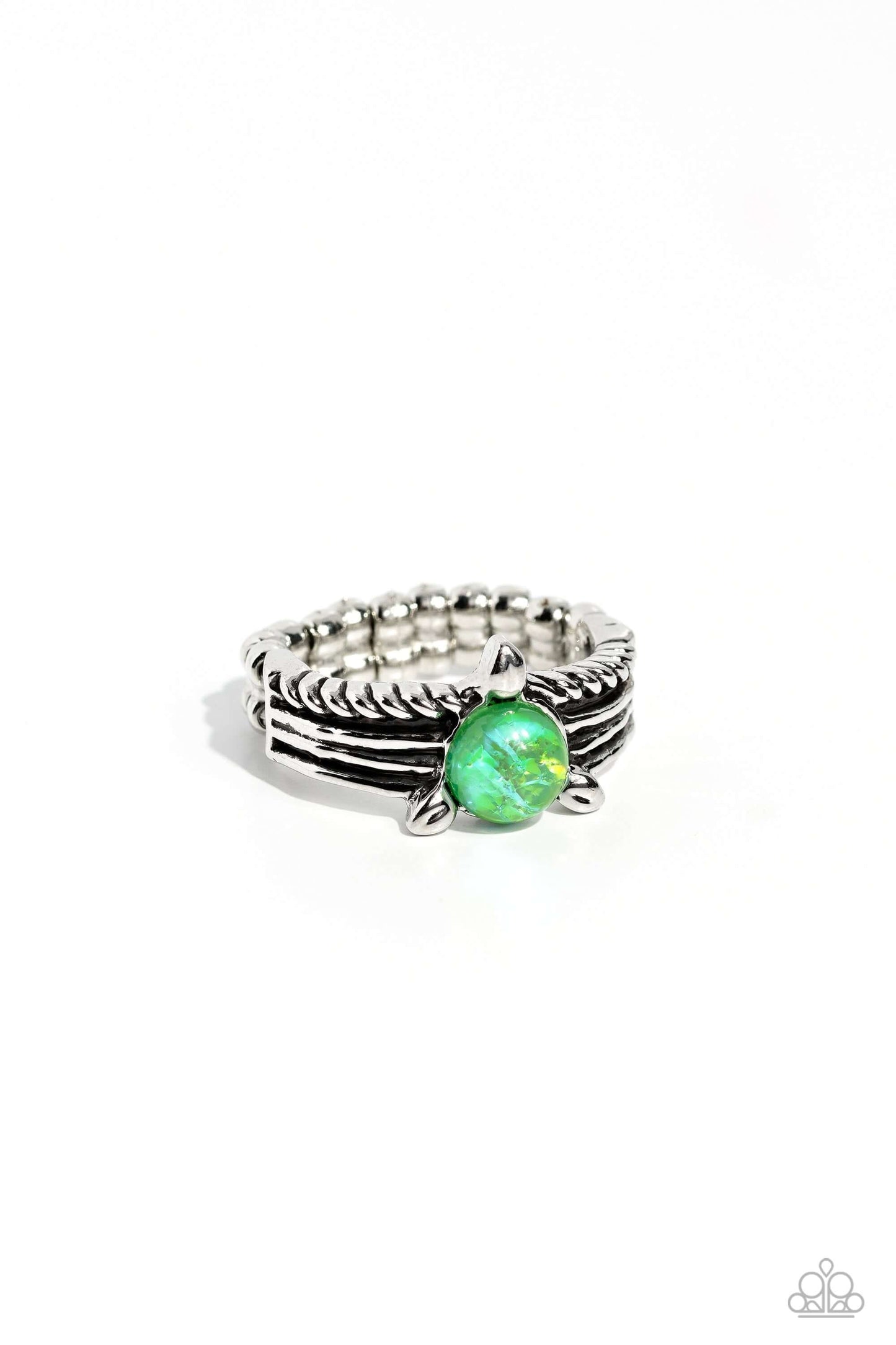 Sinuous Spotlight - Green Paparazzi Ring $5 Jewelry with Janet Morgan rings