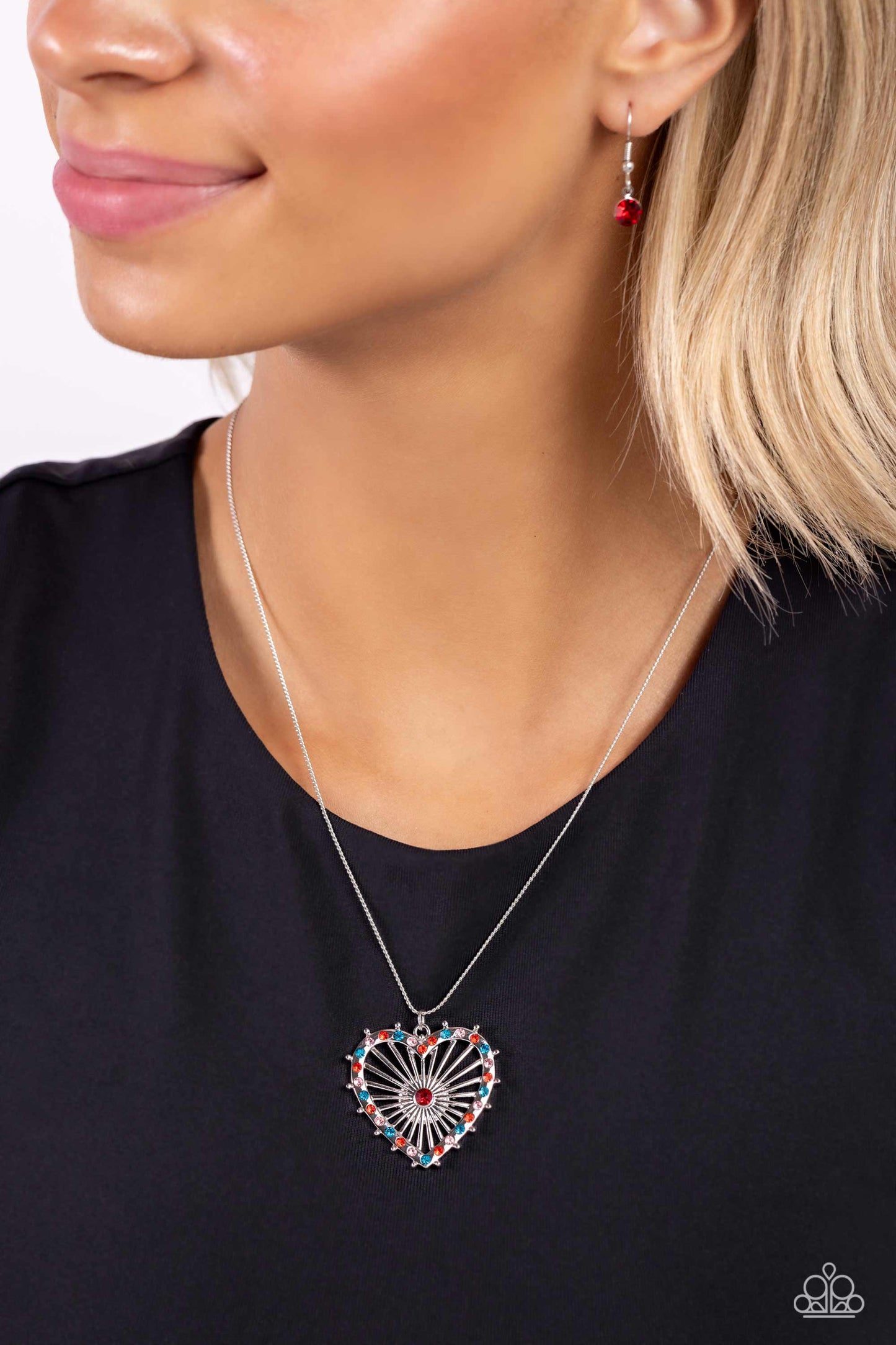 Flirting Ferris Wheel - Red Heart Paparazzi Necklace $5 Jewelry with Janet Morgan Necklace