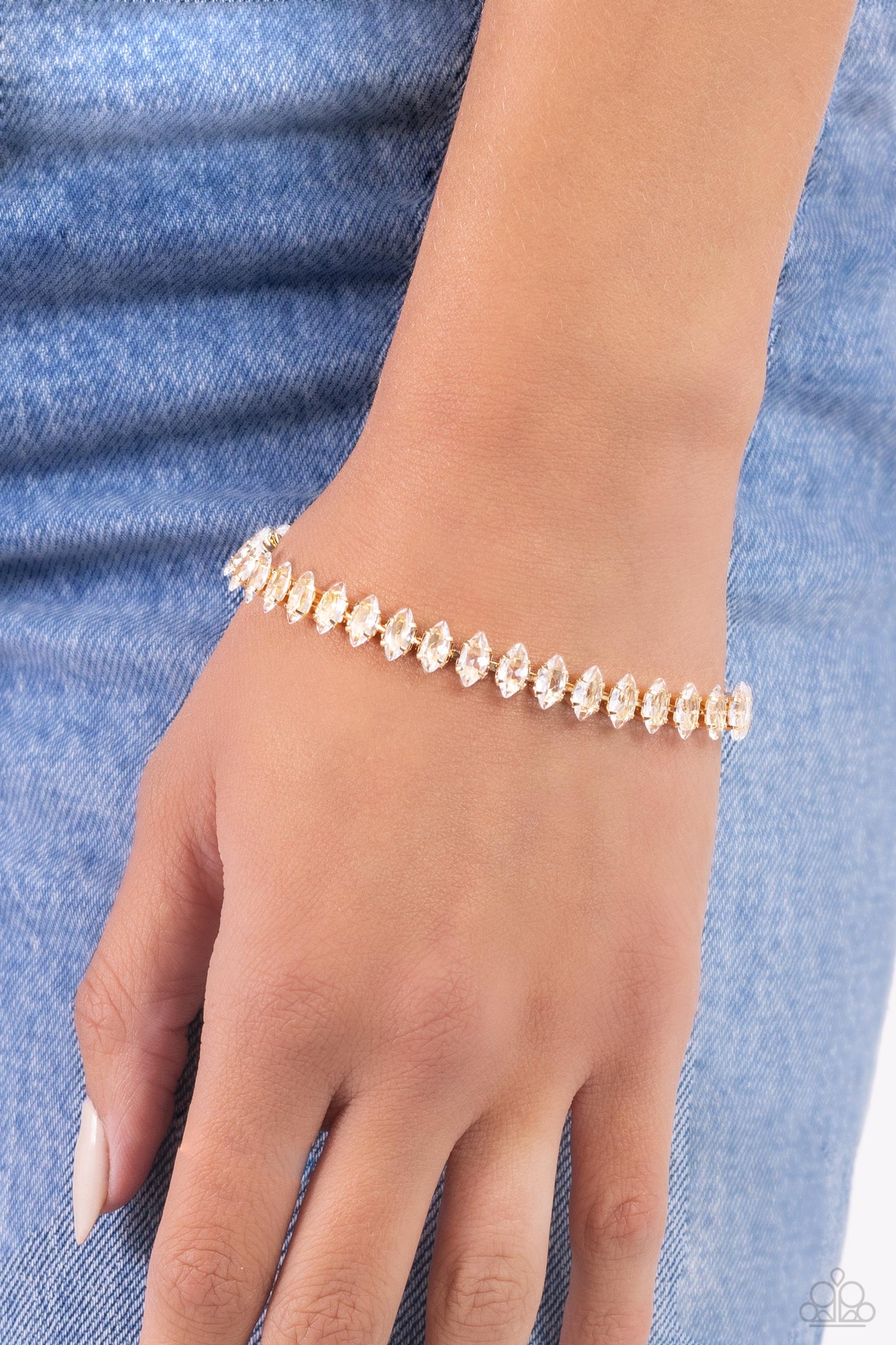 Marquise Masterpiece - Gold Paparazzi Bracelet $5 Jewelry with Janet Morgan Bracelets