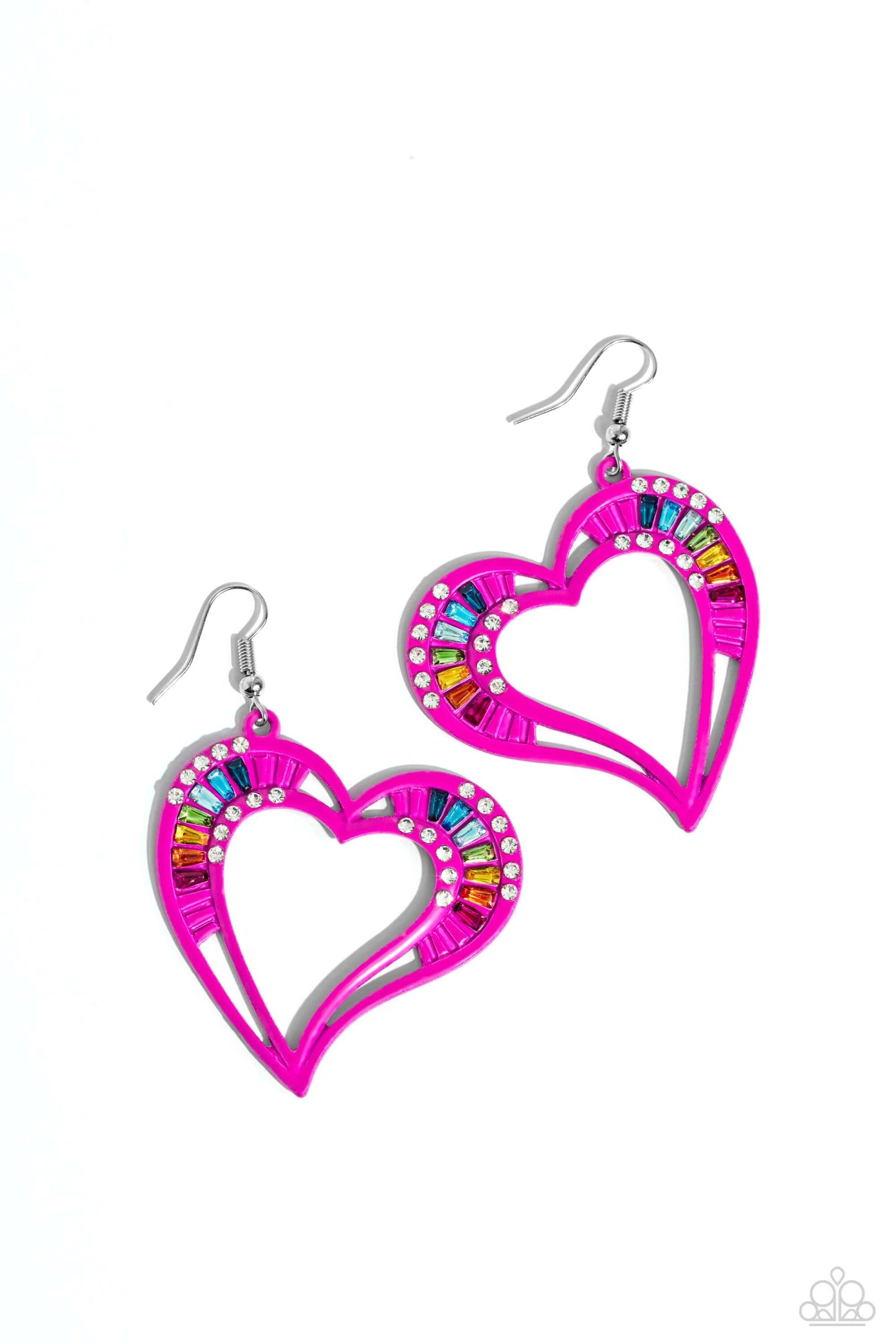 Embellished Emeralds - Pink Paparazzi Heart Earrings $5 Jewelry with Janet Morgan Earrings