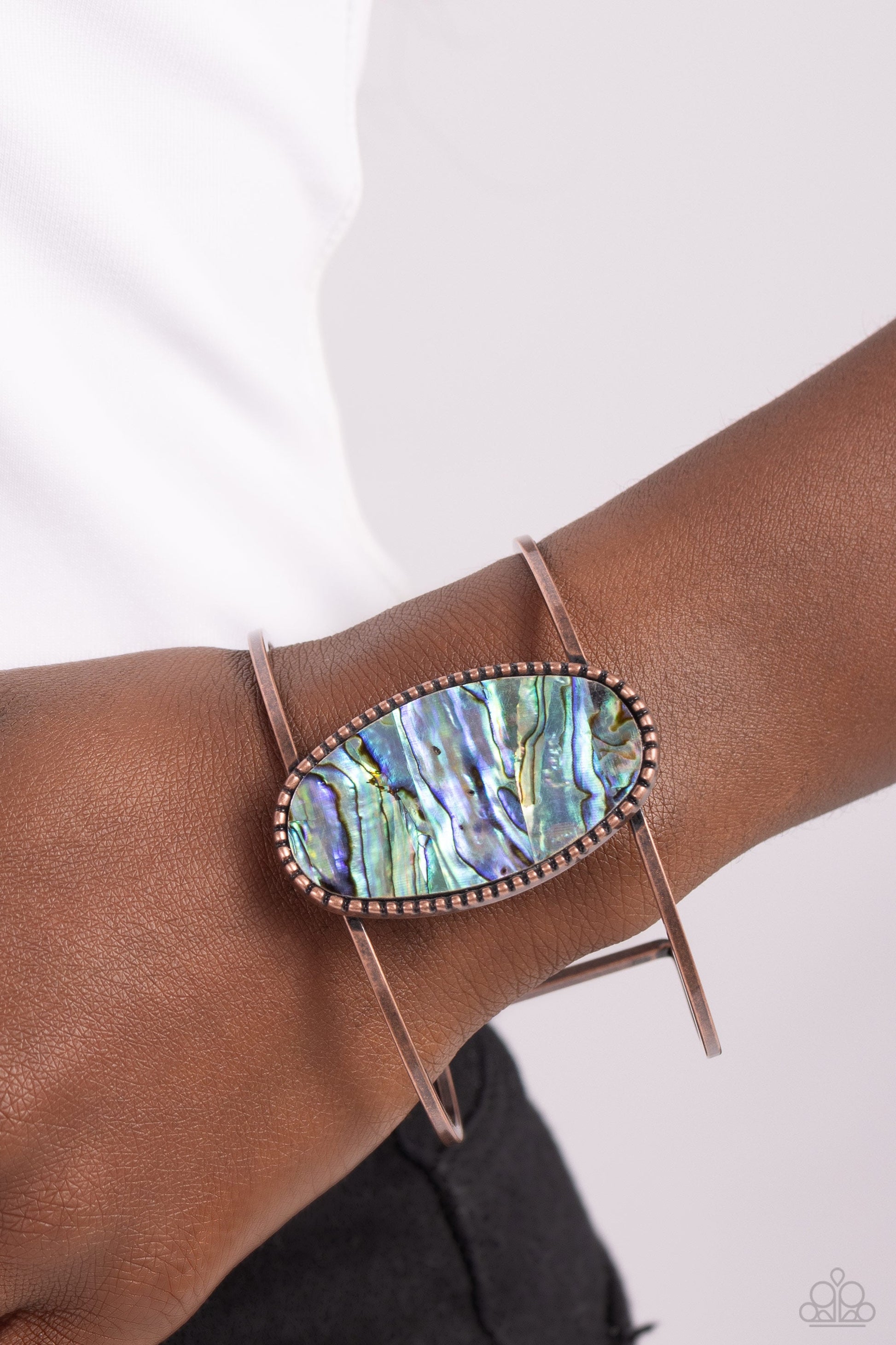 Enigmatic Energy - Copper Paparazzi Cuff Bracelet Abalone $5 Jewelry with Janet Morgan Bracelets