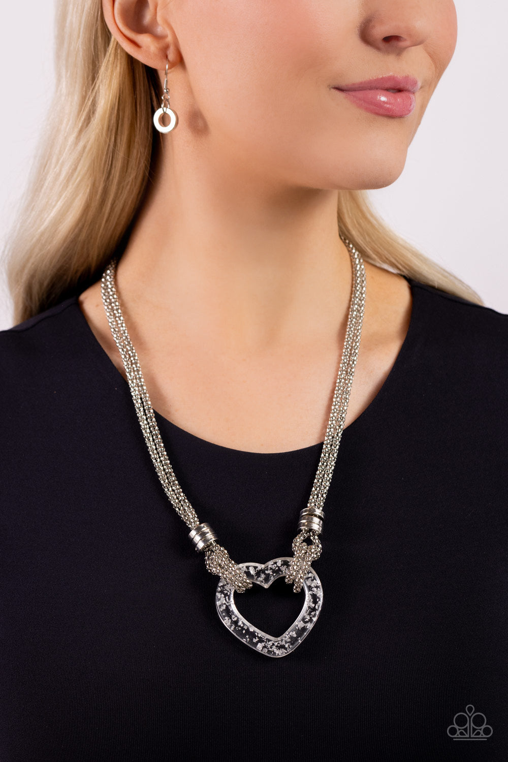 Lead with Your Heart - Silver Paparazzi Heart Necklace $5 Jewelry with Janet Morgan Necklaces