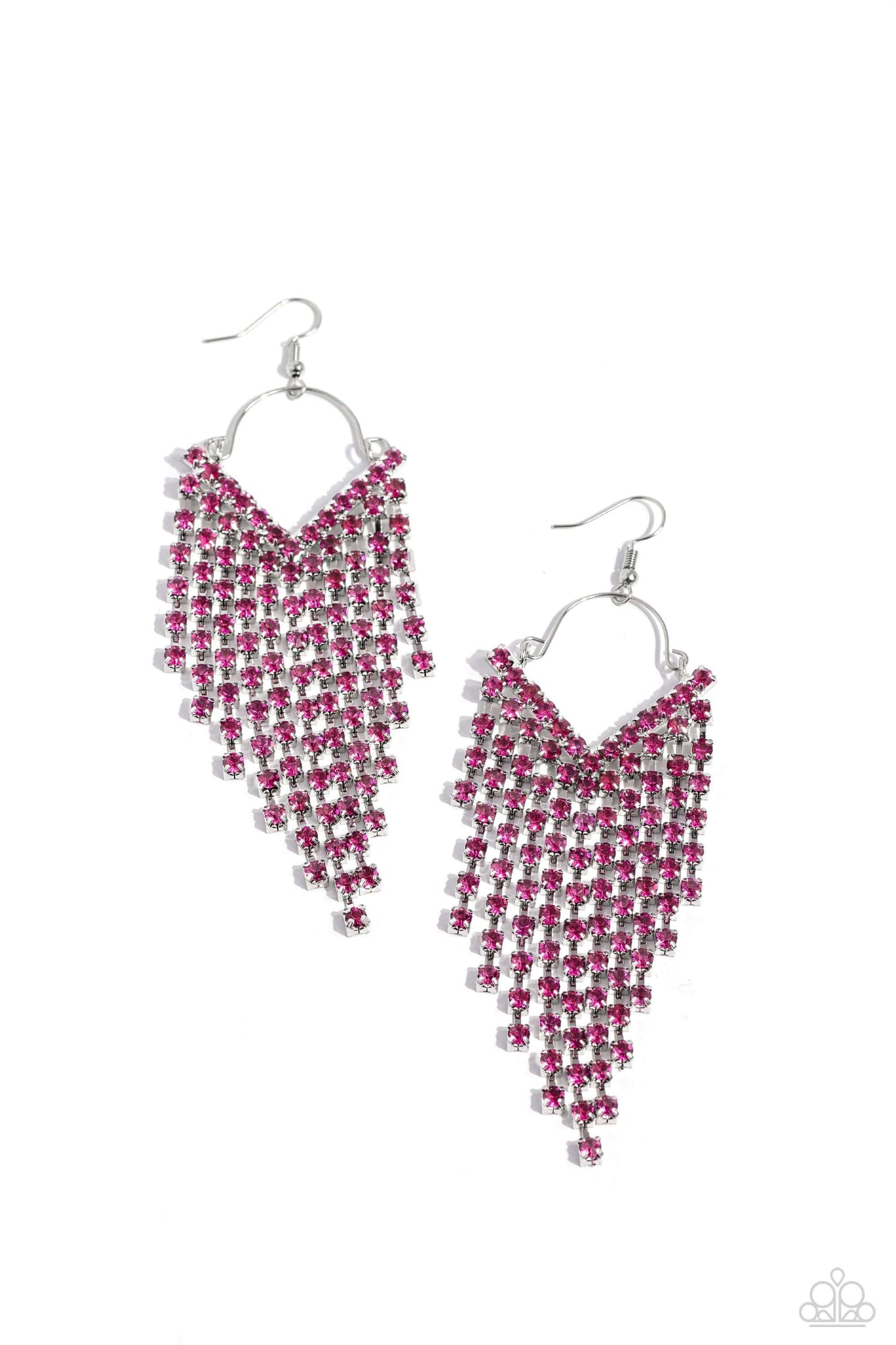 TMST Bling V Fallin - Pink Paparazzi Earrings