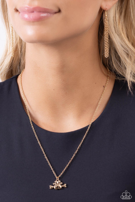 Loyal Companion - Gold Paparazzi Necklace $5 Jewelry with Janet Morgan Necklaces