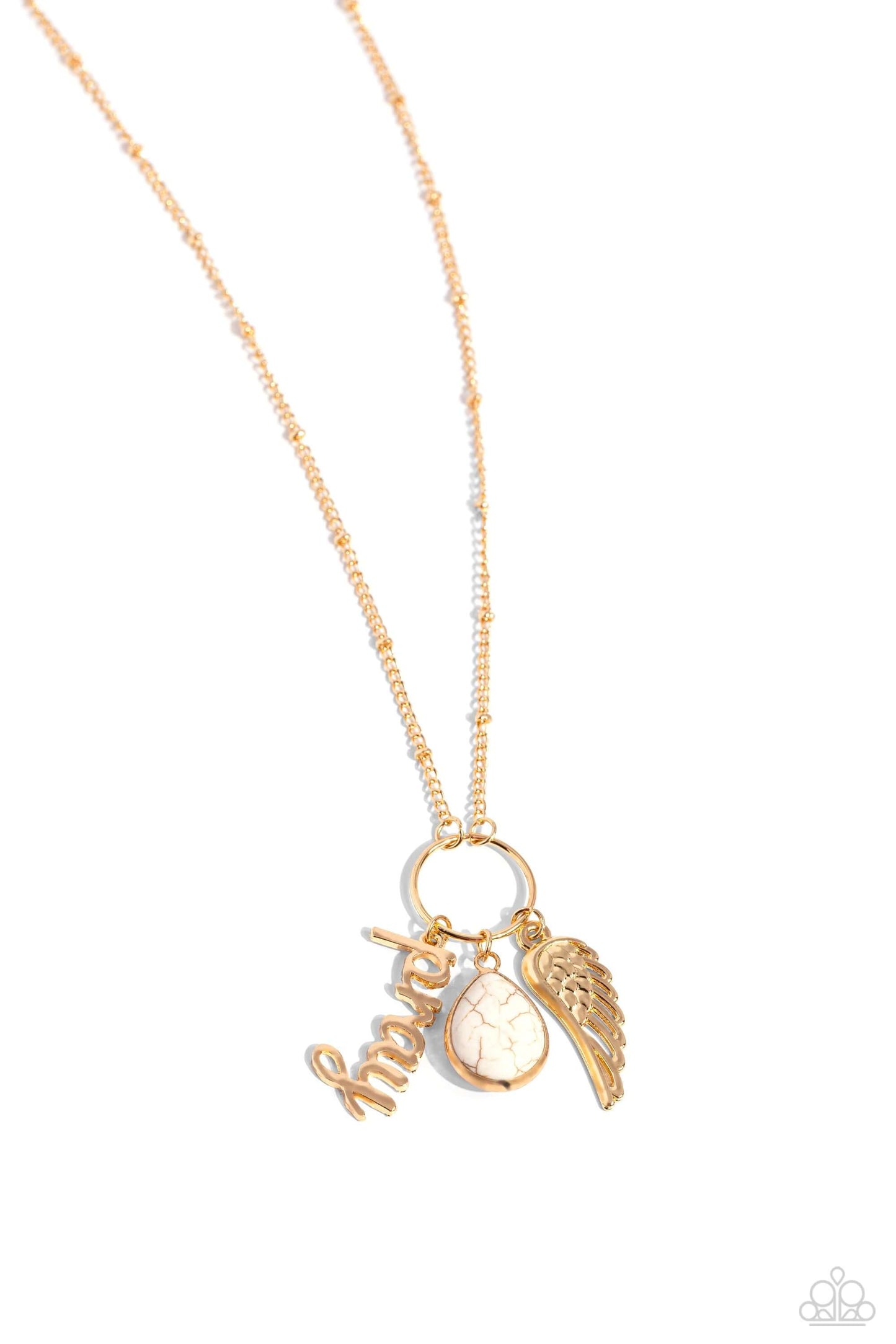 Angelic Artistry - White Paparazzi Pray Faith Necklace Gold $5 Jewelry with Janet Morgan Necklaces