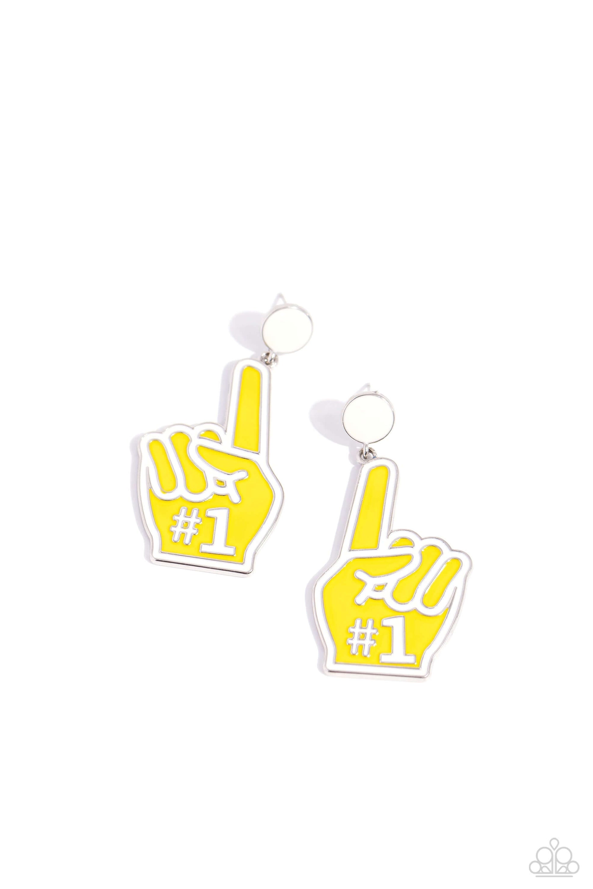 My Number One - Yellow Paparazzi Sport Earrings $5 Jewelry with Janet Morgan Earrings