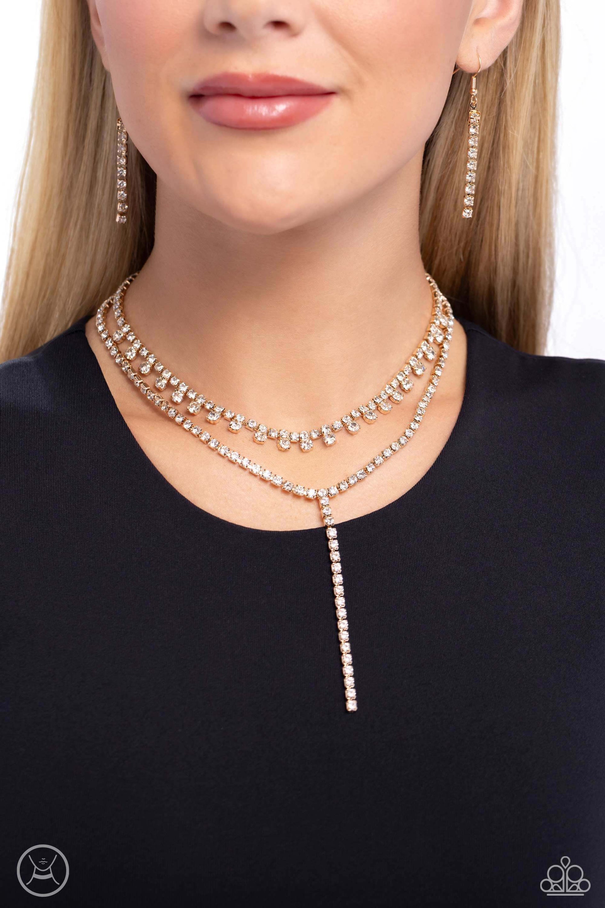 Champagne Night - Gold Paparazzi Necklace $5 Jewelry with Janet Morgan Necklaces