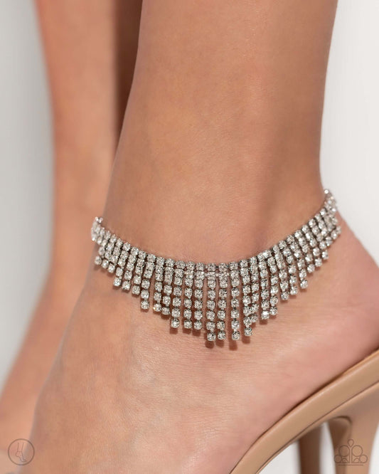 Curtain Confidence - White Paparazzi Life of the Party Anklet $5 Jewelry with Janet Morgan Anklet