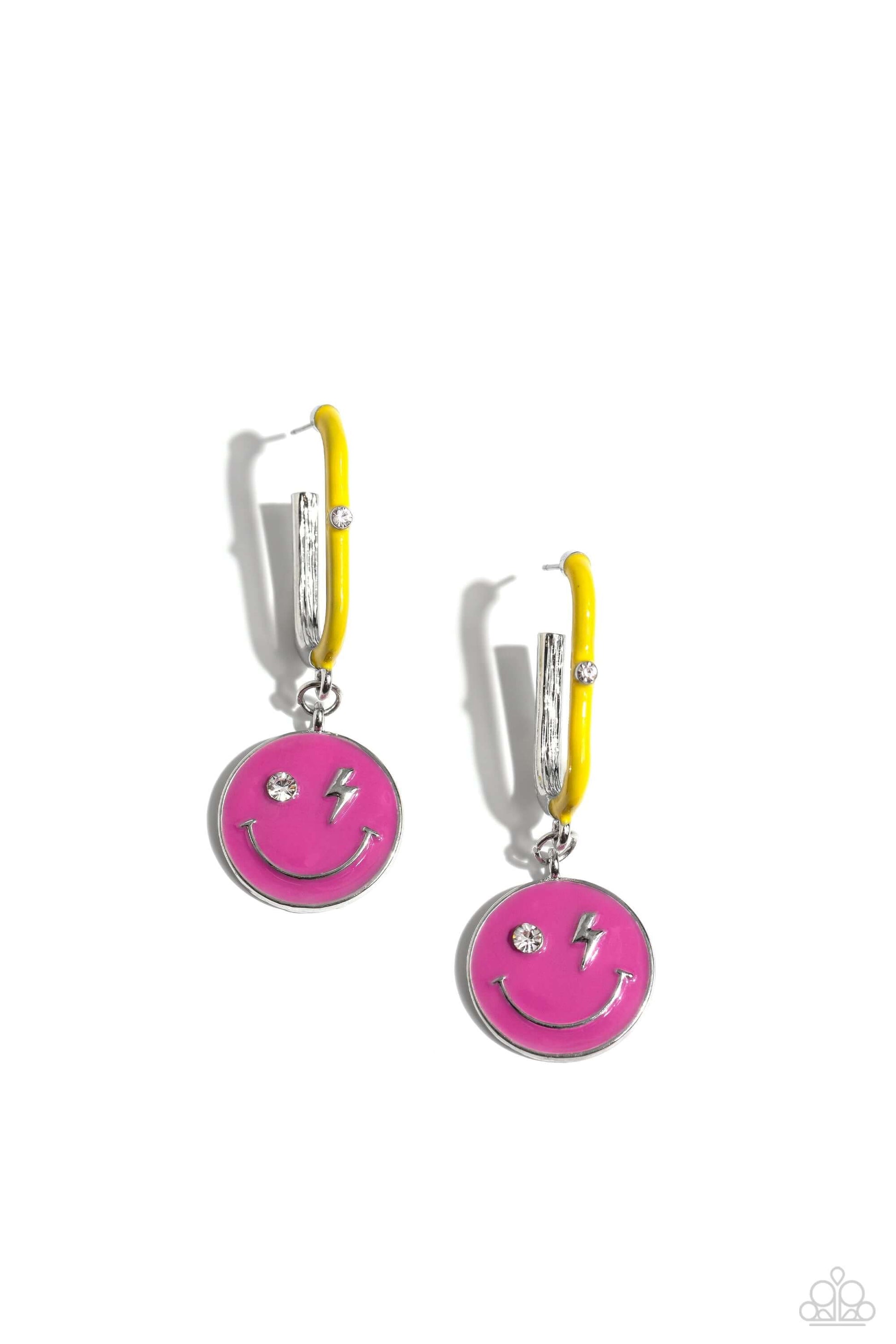 Personable Pizzazz - Pink Paparazzi Smile Hoop Style Earrings $5 Jewelry with Janet Morgan Earrings