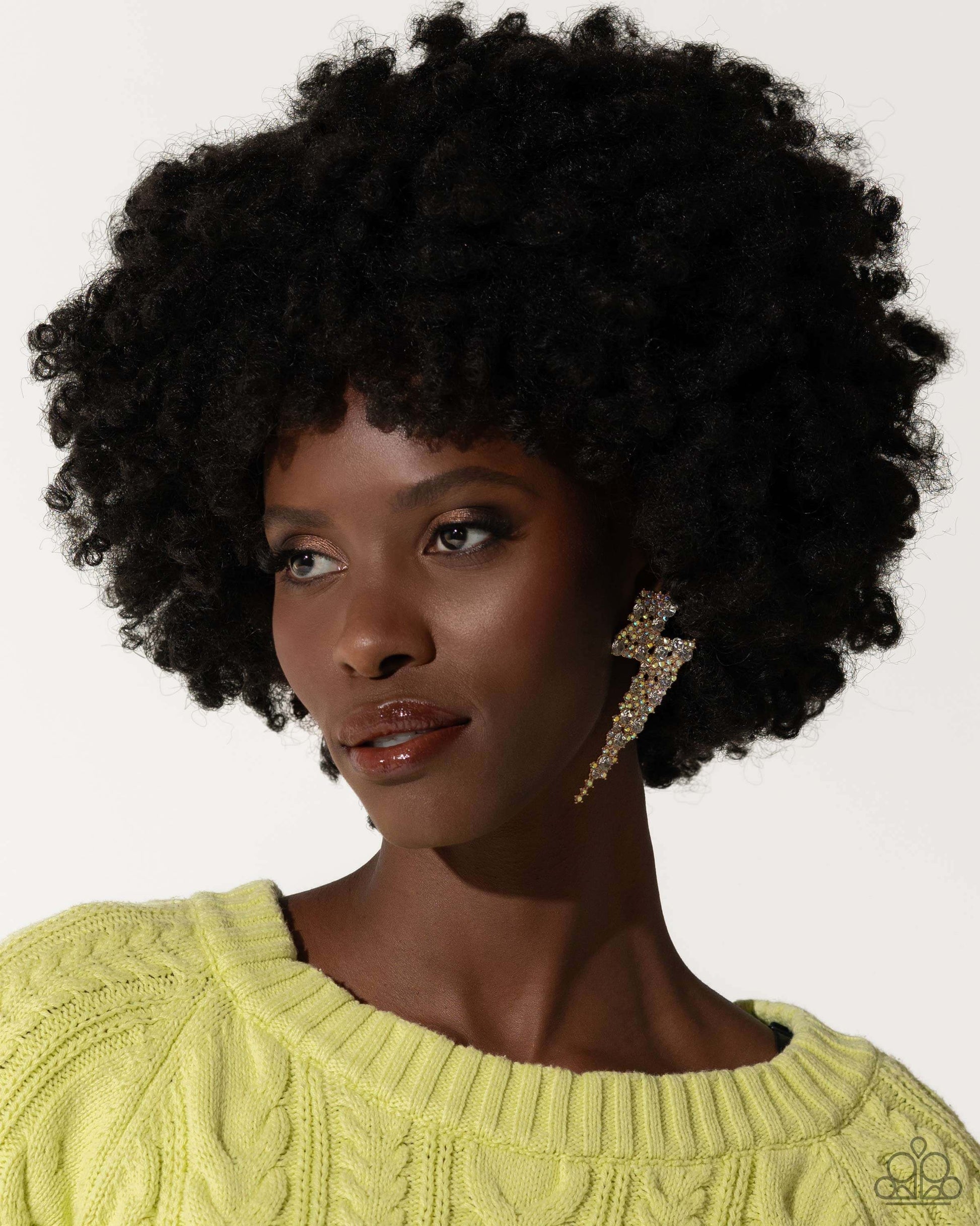 Electric Effulgence - Gold Paparazzi Life of the Party Earrings $5 Jewelry with Janet Morgan Earrings