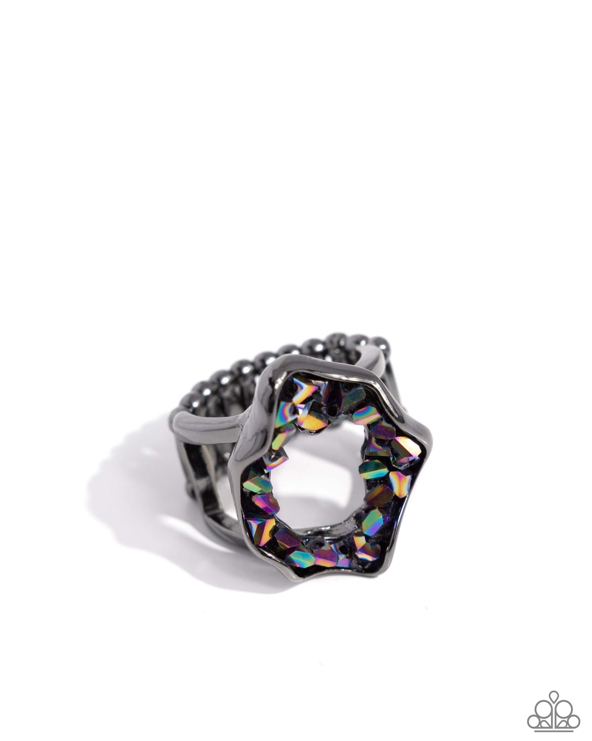 Geode Grace - Multi Paparazzi Ring Accessories,Black,Gunmetal,Multicolor,Oil Spill,Ring