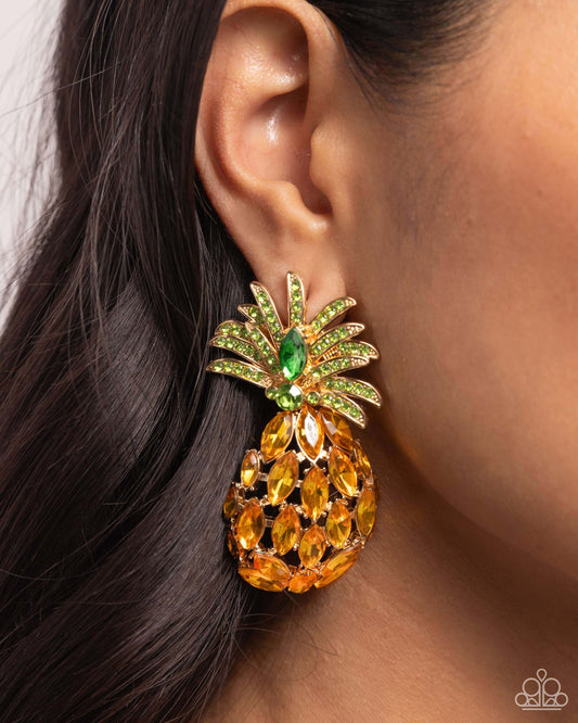 Pineapple Pizzazz - Yellow Paparazzi Earrings $5 Jewelry with Janet Morgan Earrings