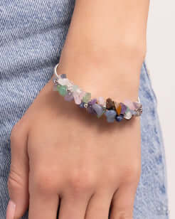 Paparazzi Dainty Deconstruction - Multi Bracelet Accessories,amethyst stones,Bracelet,Cuff,Flex Cuff,Jade,Multicolor,Silver Accents,Turquoise