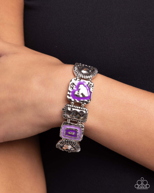 Hammered History - Purple Paparazzi Heart Bracelet $5 Jewelry with Janet Morgan Bracelets