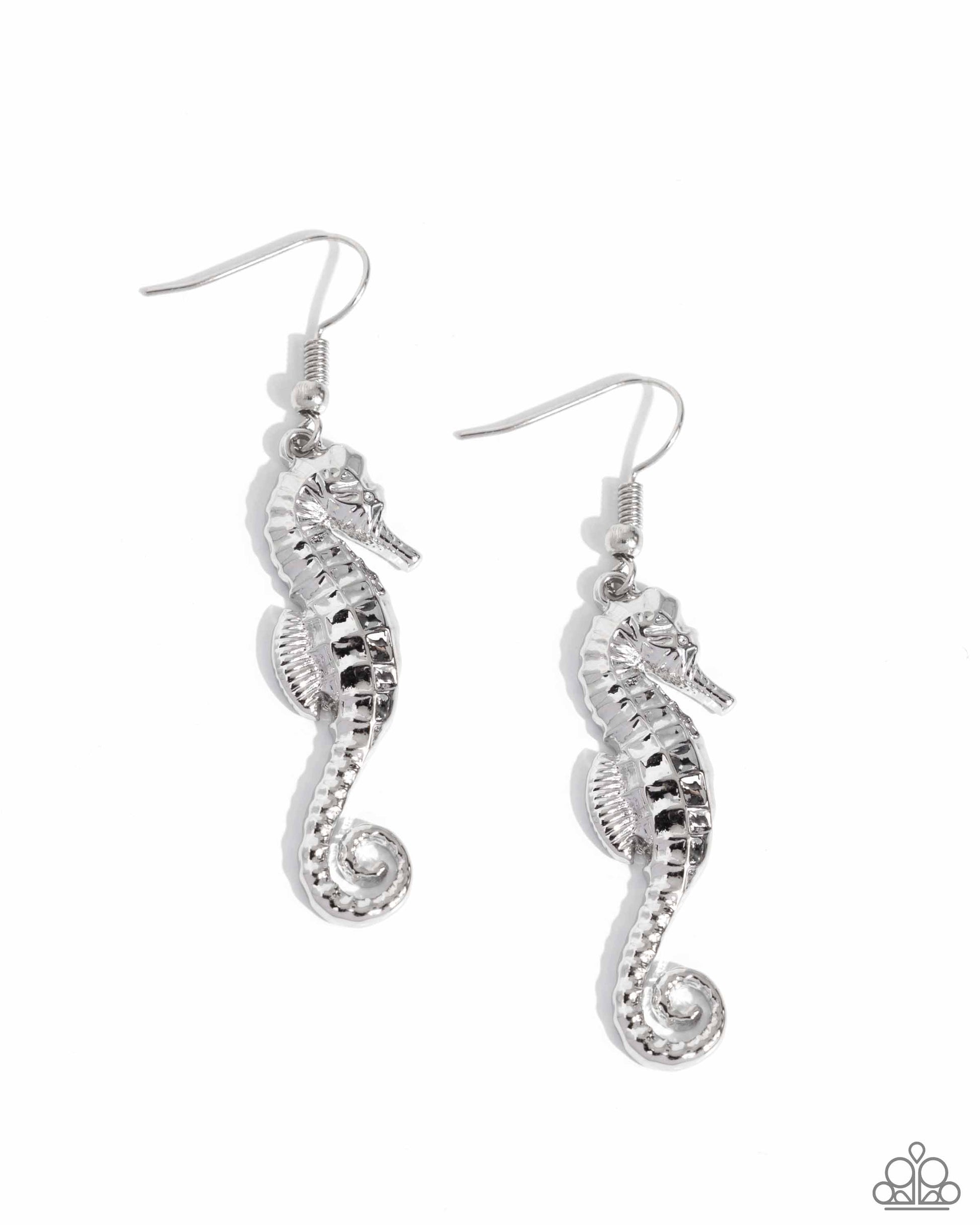 Sparkling Seahorse - Silver Necklace and Earrings SET for $10 Accessories,earrings,Necklace,Sea Horse,Set,Short Necklace,Silver