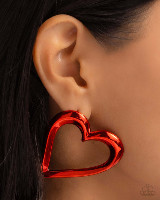 Admirable Acclaim - Red Heart Paparazzi Earrings $5 Jewelry with Janet Morgan Earrings