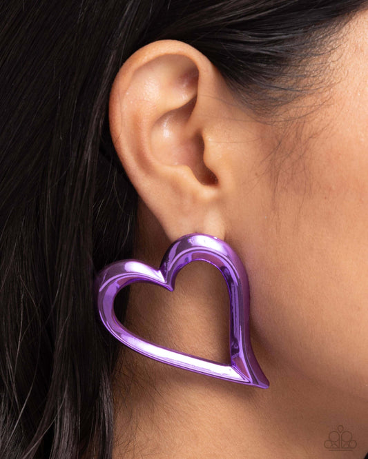 Admirable Acclaim - Purple Paparazzi Heart Earrings $5 Jewelry with Janet Morgan Earrings