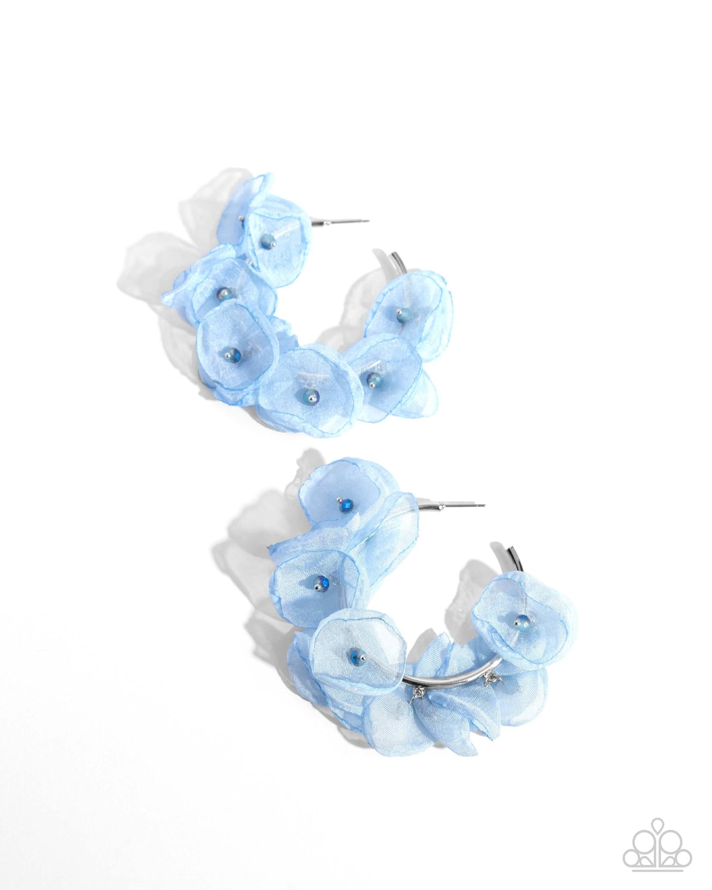 Petaled Pageant - Blue Paparazzi Hoop Earrings $5 Jewelry with Janet Morgan Earrings