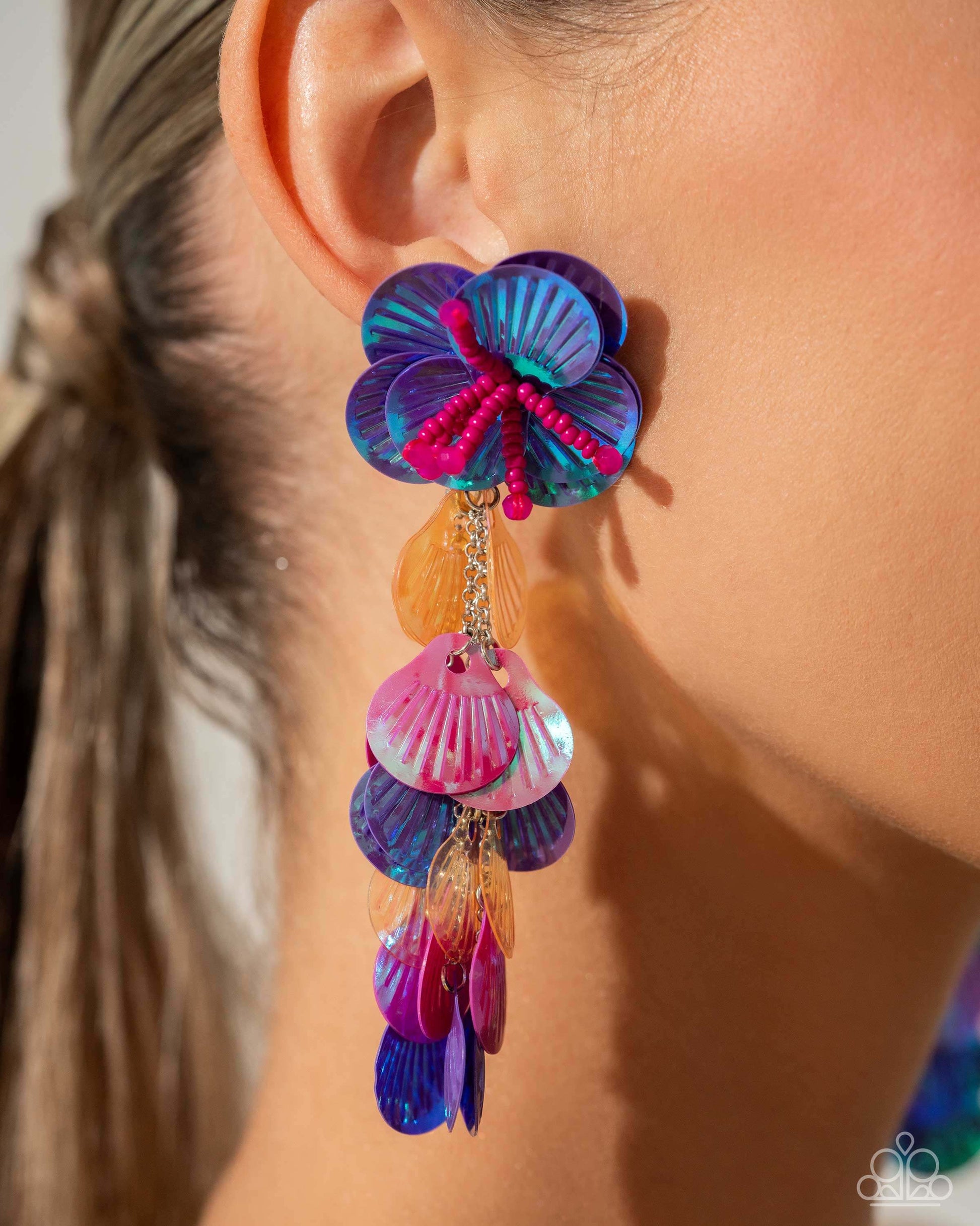 Under the Waves - Purple Paparazzi Earrings Earrings