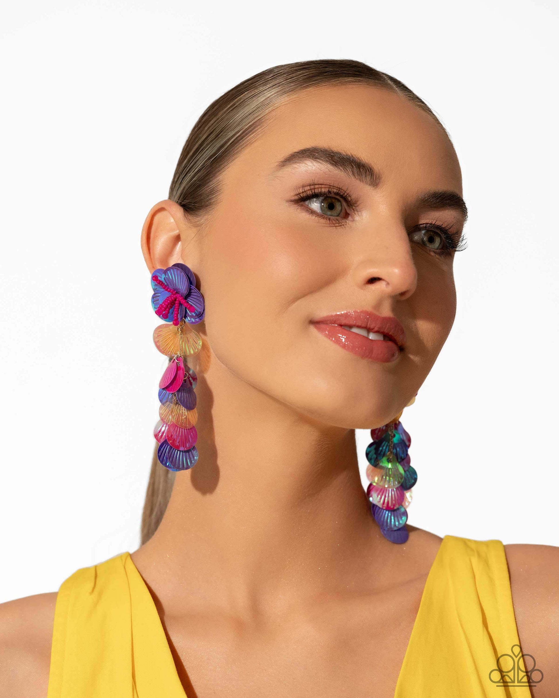 Under the Waves - Purple Paparazzi Earrings Earrings