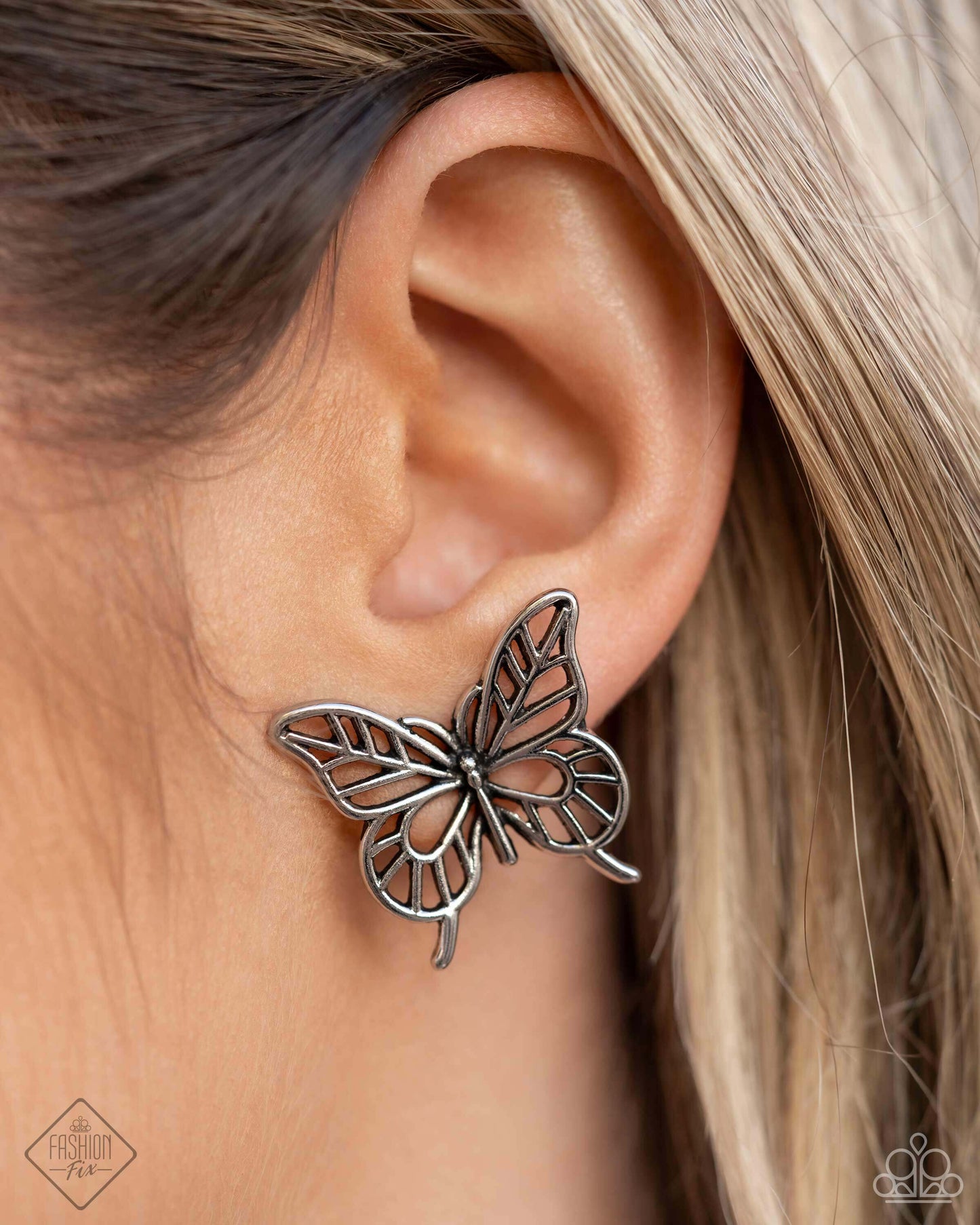 High and FLIGHTY - Silver Paparazzi Butterfly Earrings $5 Jewelry with Janet Morgan Earrings