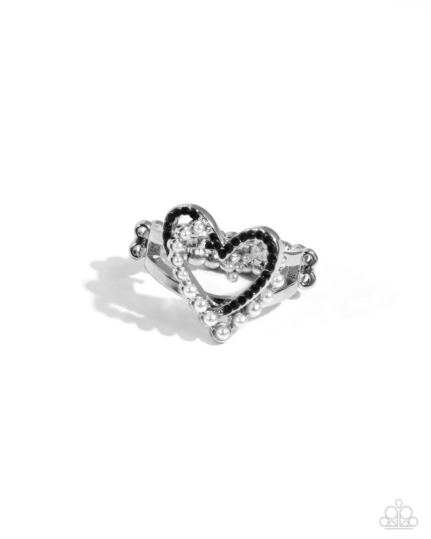 Just a Crush - Black Paparazzi Heart Ring Accessories,Black,Dainty Band Ring,Hearts,Ring