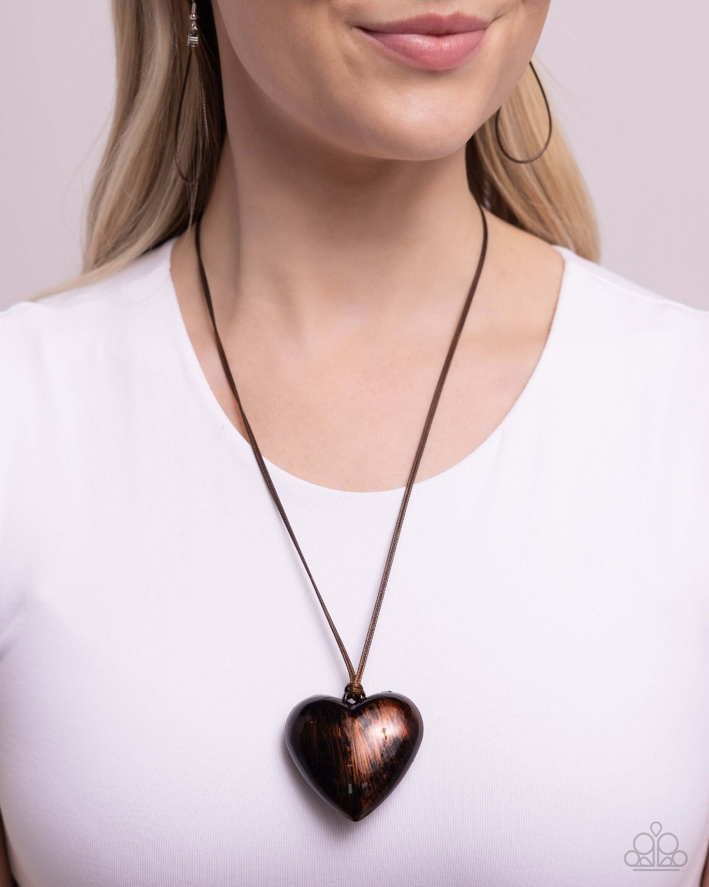 Boyfriend Behavior - Brown Heart Paparazzi Necklace $5 Jewelry with Janet Morgan Necklaces