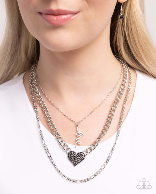 Luxurious Love - Black Paparazzi Heart Love Necklace $5 Jewelry with Janet Morgan Necklaces