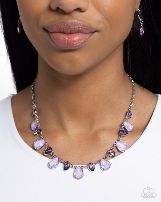 Summer Season - Purple Paparazzi Necklace Accessories,Iridescence,Necklace,purple,Short Necklace