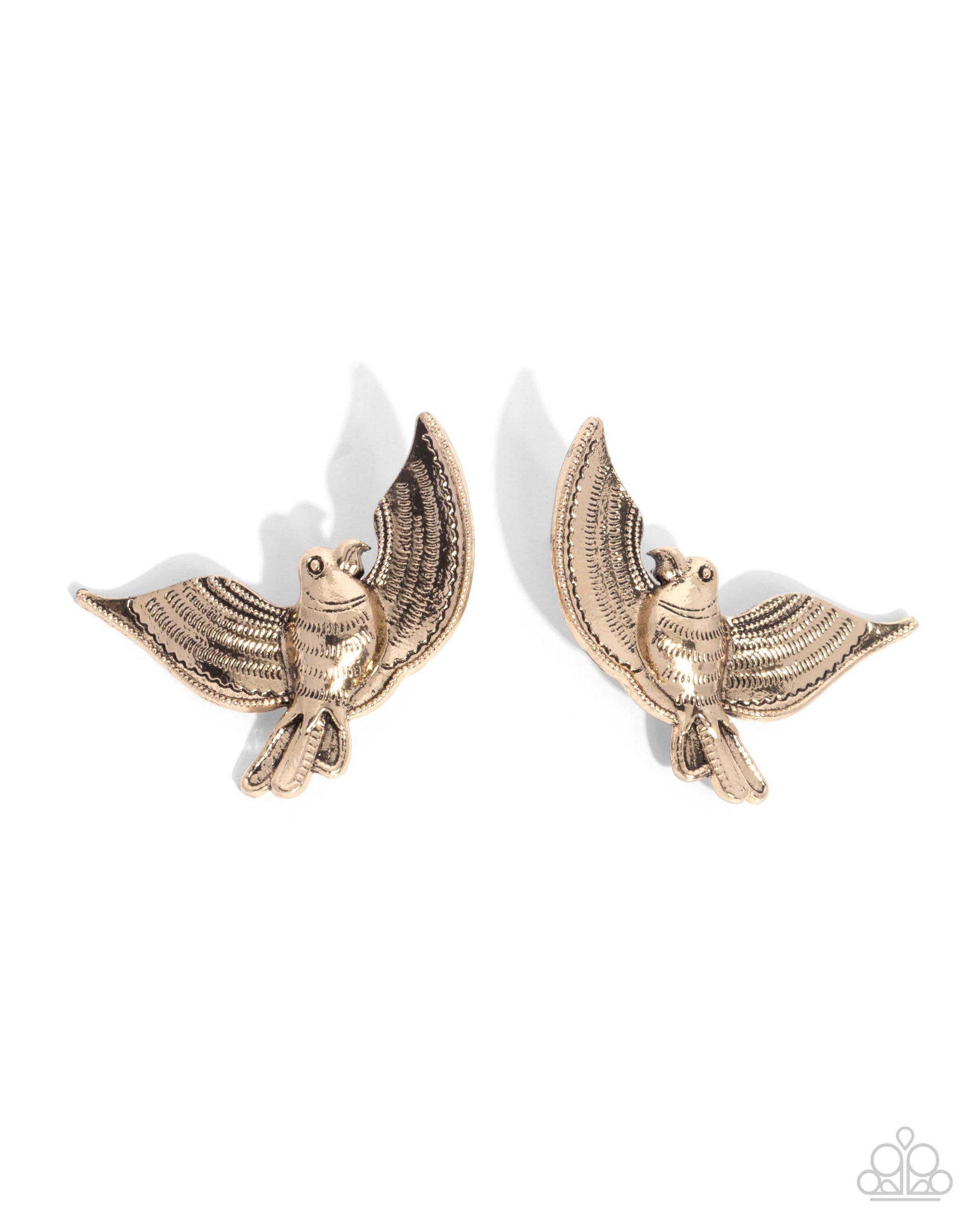 Bird of PLAY - Gold Paparazzi Earrings Accessories,earrings,Gold,Hummingbird,Post