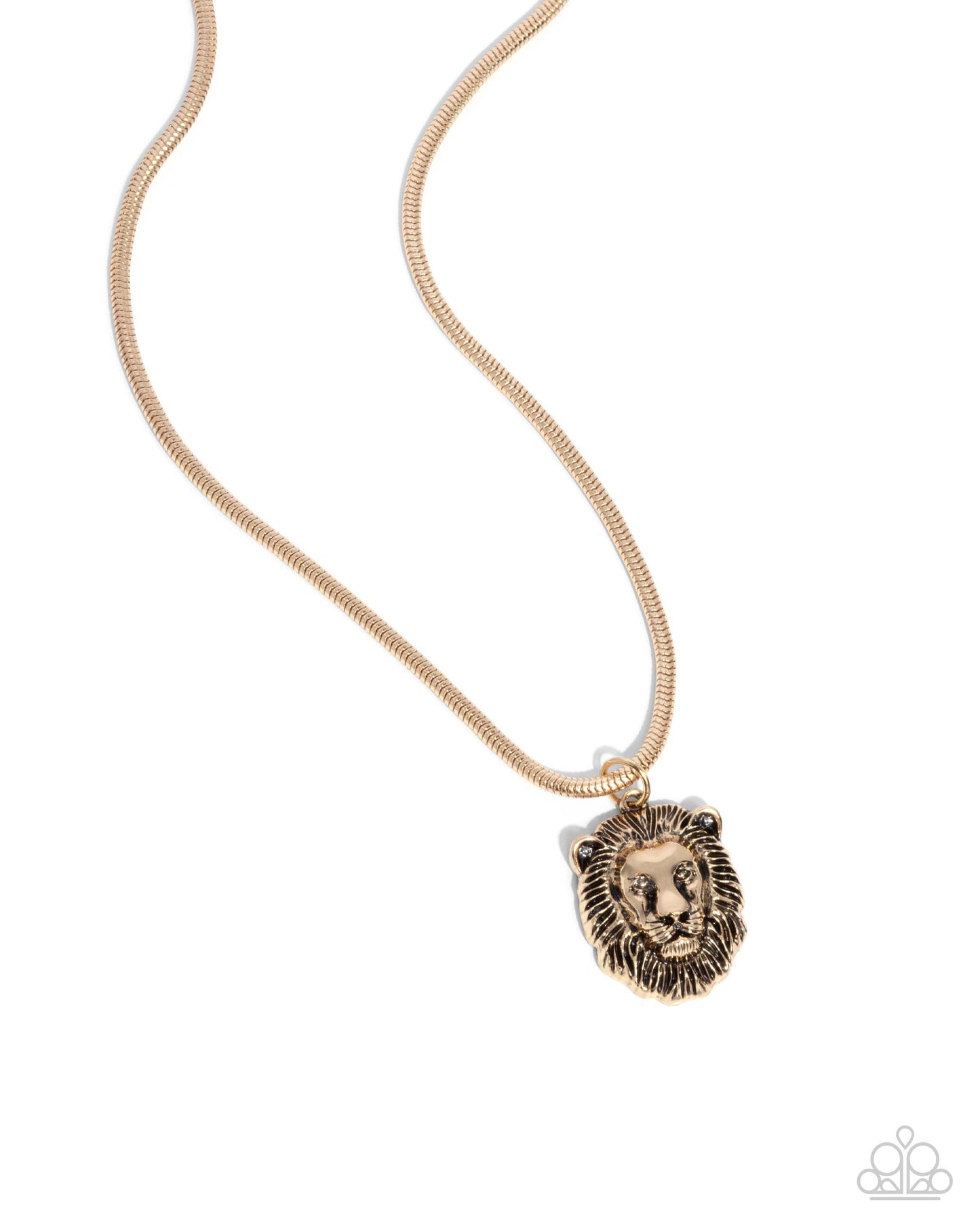 Leo Leader - Gold Paparazzi Lion Necklace Accessories,Gold,Lion,Mens Accessories,Necklace,Short Necklace