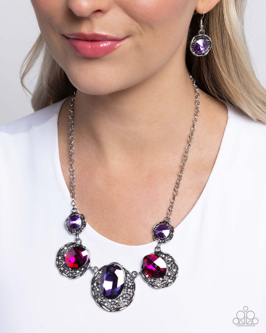 City Color - Purple Paparazzi Necklace Accessories,Necklace,Pink,purple,Short Necklace,Silver Accents