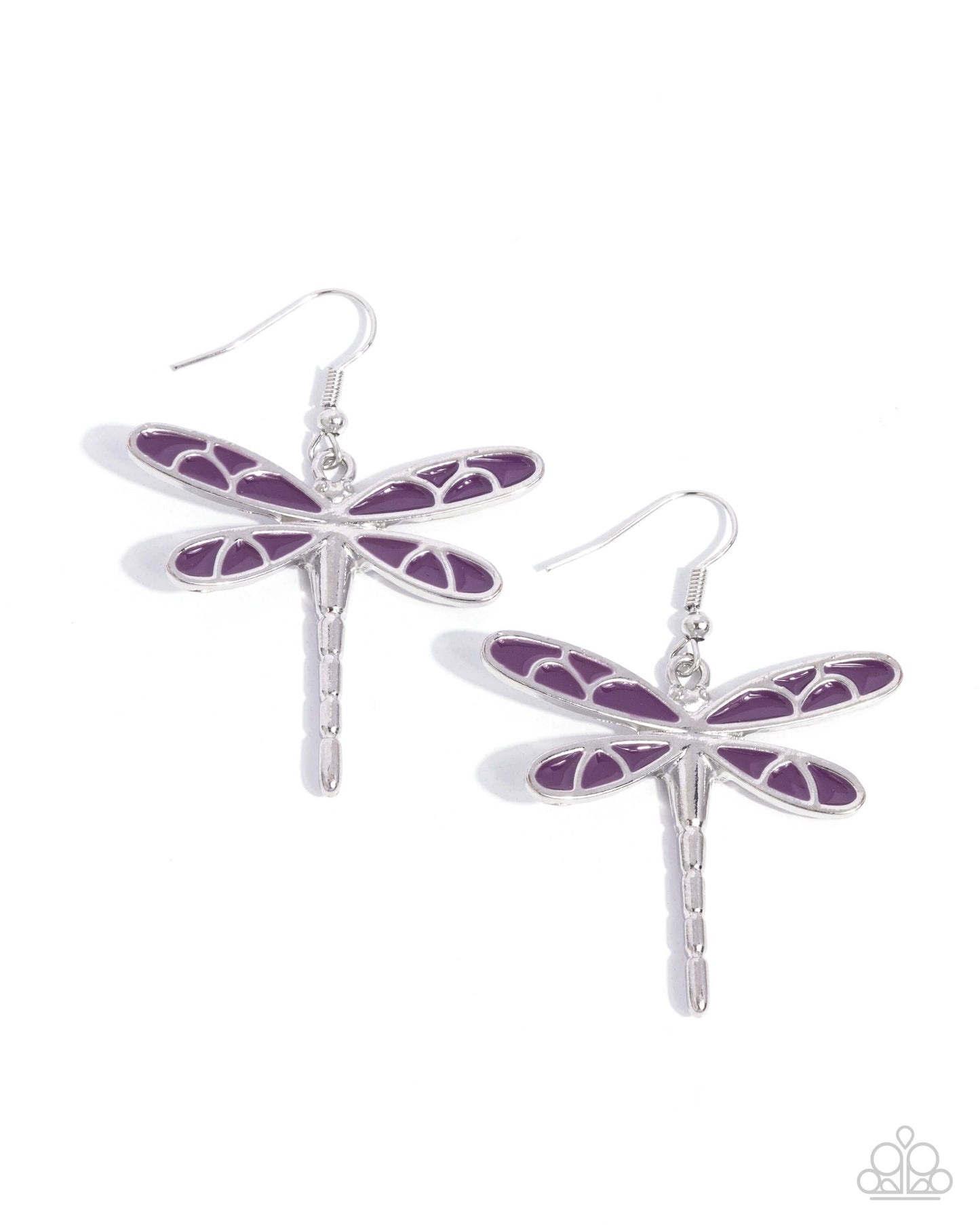 Dragonfly Descent - Purple Paparazzi Earrings Accessories,Dragonfly,earrings,purple