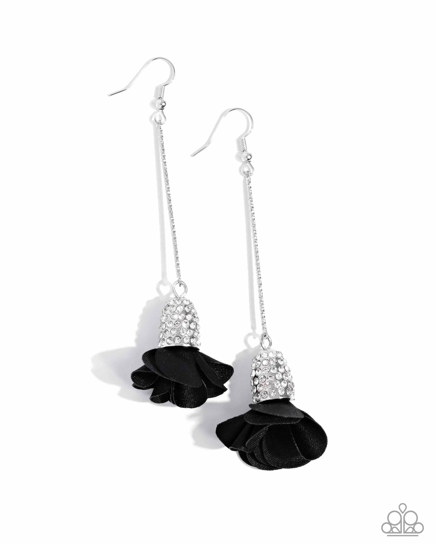 Drop Dead Dazzle - Black Paparazzi Earrings Accessories,Black,earrings,Floral,Silver Accents