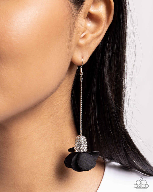 Drop Dead Dazzle - Black Paparazzi Earrings Accessories,Black,earrings,Floral,Silver Accents