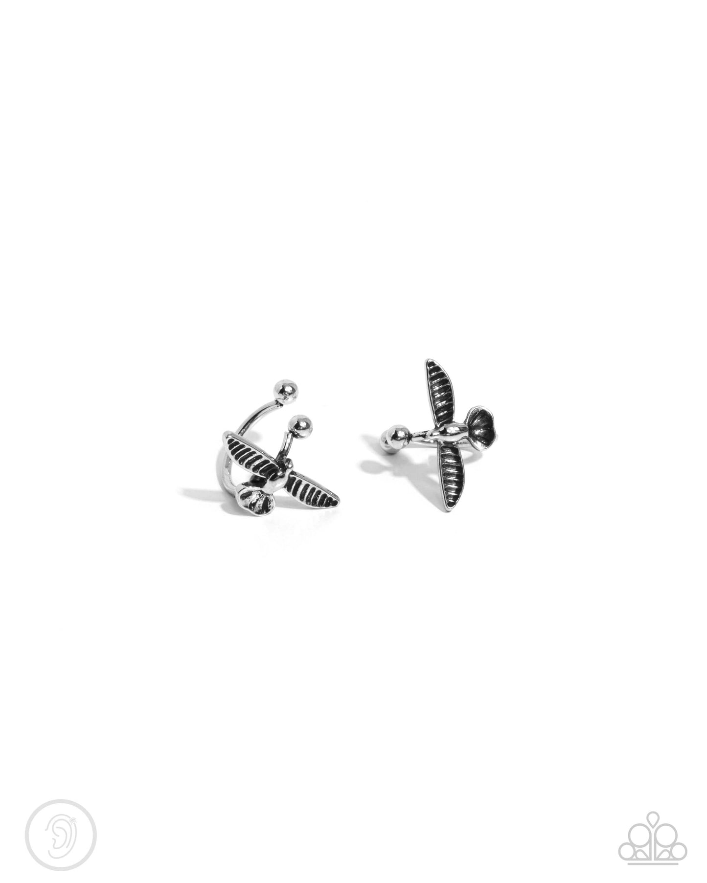 Soaring Sparrow - Silver Paparazzi Cuff Earrings Accessories,Earring Cuff,earrings,Silver