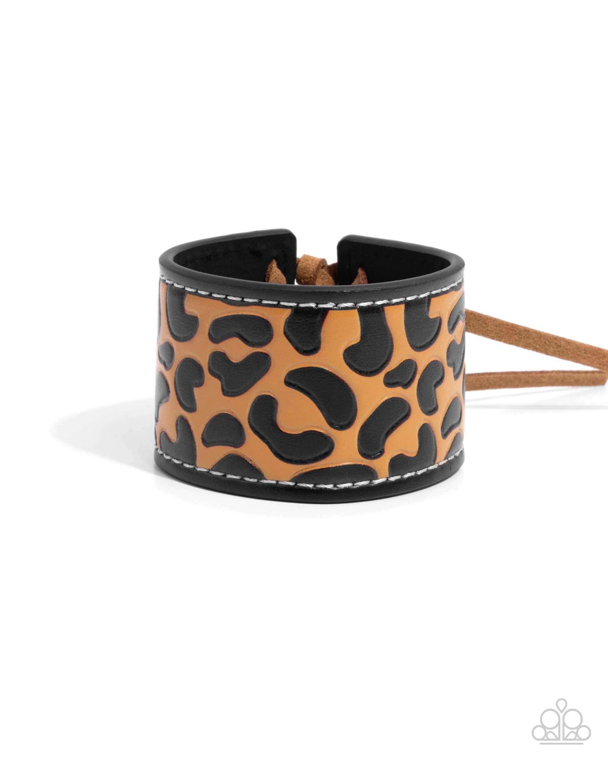 Leopard Leader - Brown Paparazzi Bracelet Accessories,Animal Print,Bracelet,Brown,Leather,Urban