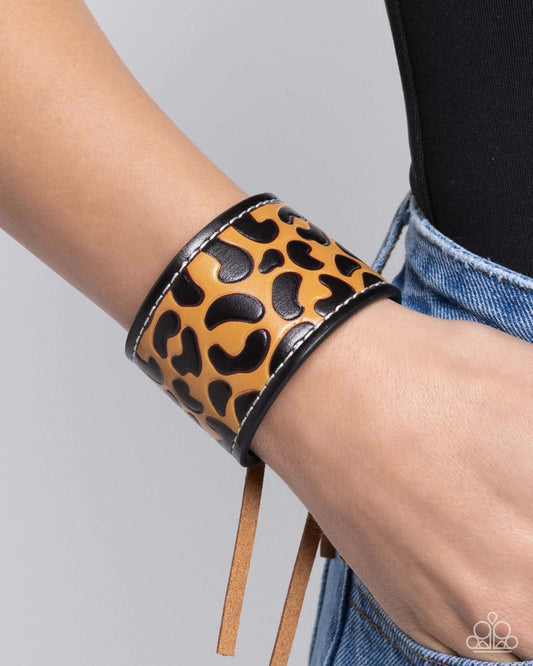 Leopard Leader - Brown Paparazzi Bracelet Accessories,Animal Print,Bracelet,Brown,Leather,Urban