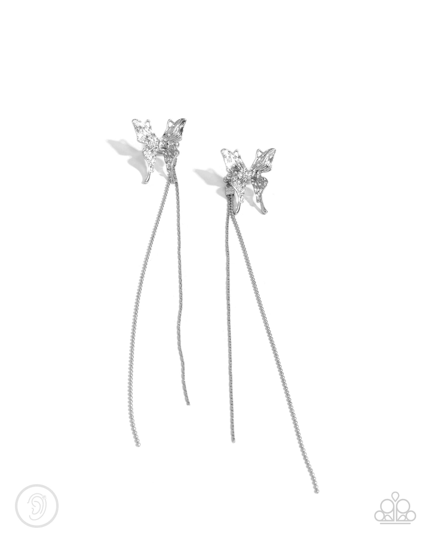 Take Flight - Silver Paparazzi Butterfly Ear Cuff Earrings Accessories,Butterfly,Earring Cuff,earrings,Silver