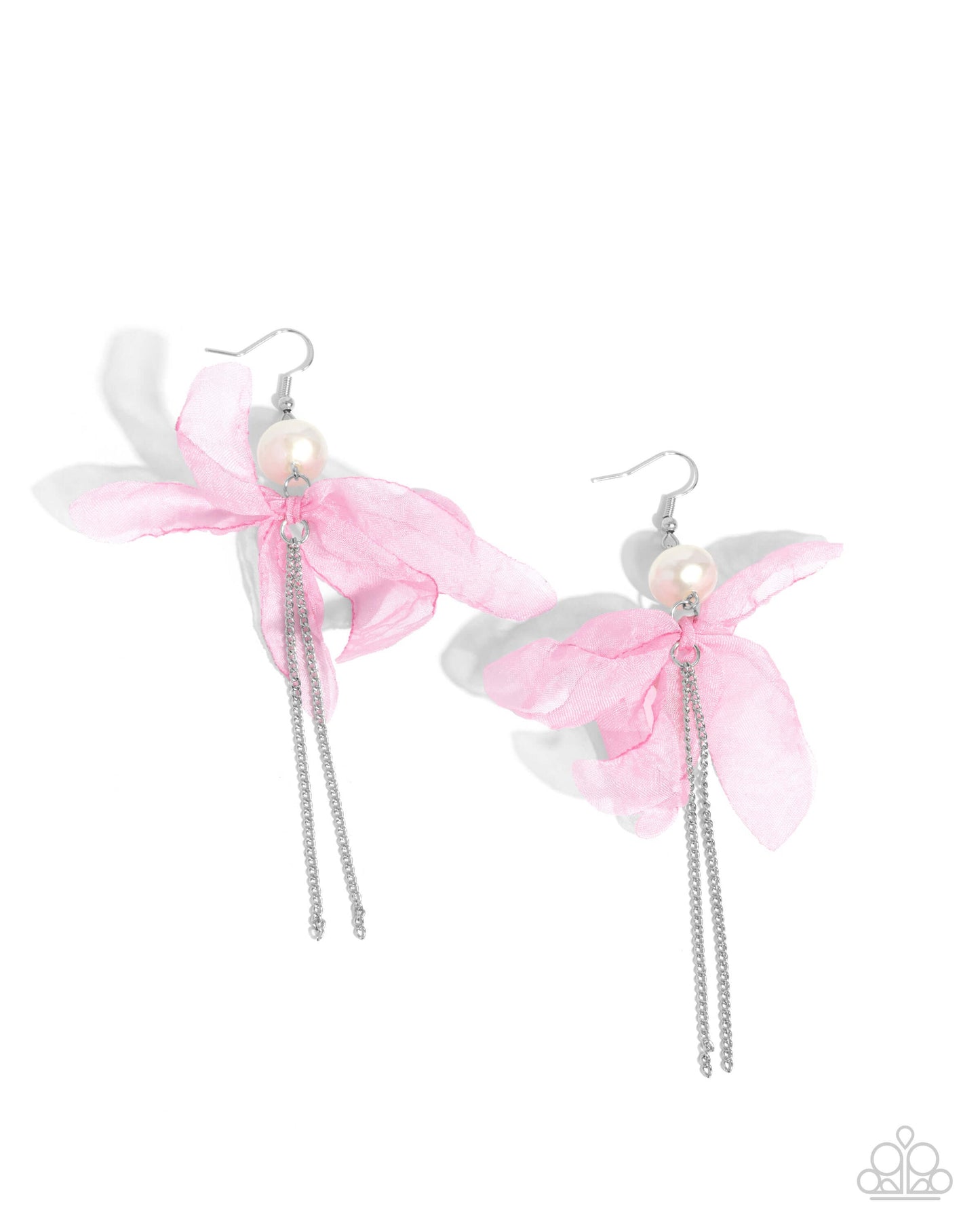 Ballerina Build - Pink Paparazzi Earrings Accessories,Bow,Chiffon,earrings,Pink