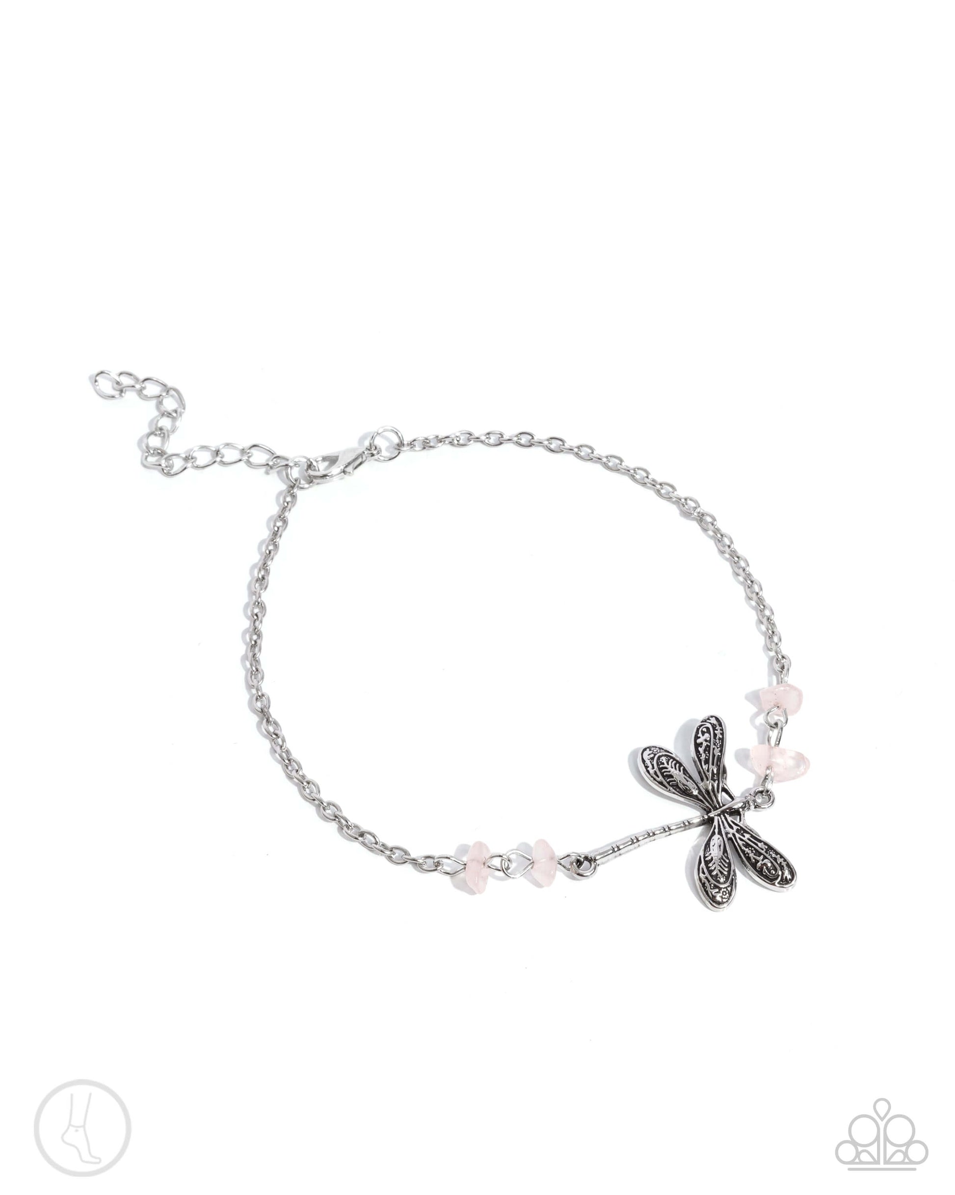 Dragonfly Dawn - Pink Paparazzi Anklet Accessories,Anklet,Dragonfly,Pink