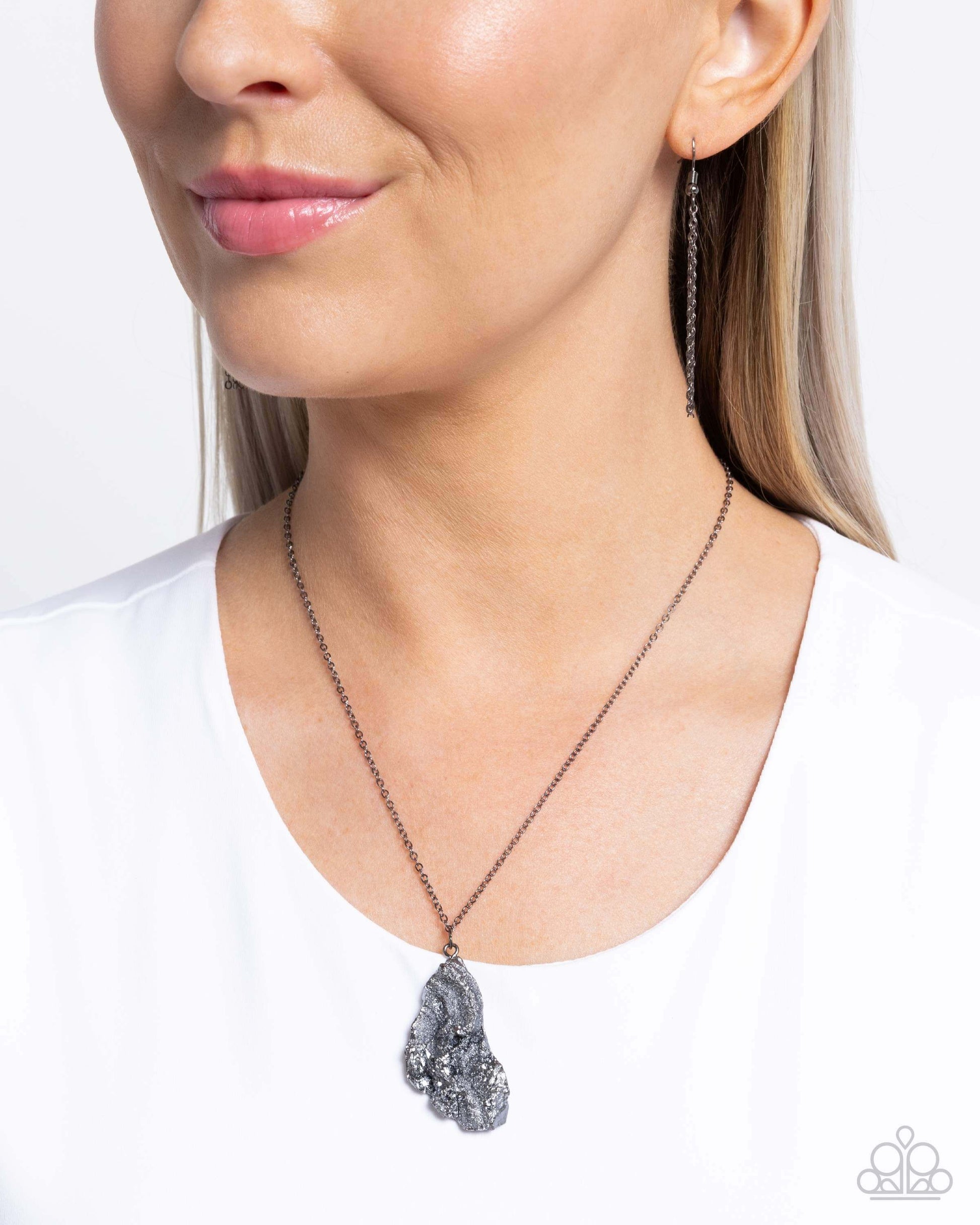 Experimental Echo - Black Paparazzi Necklace Accessories,Black,Gunmetal,Necklace,Short Necklace