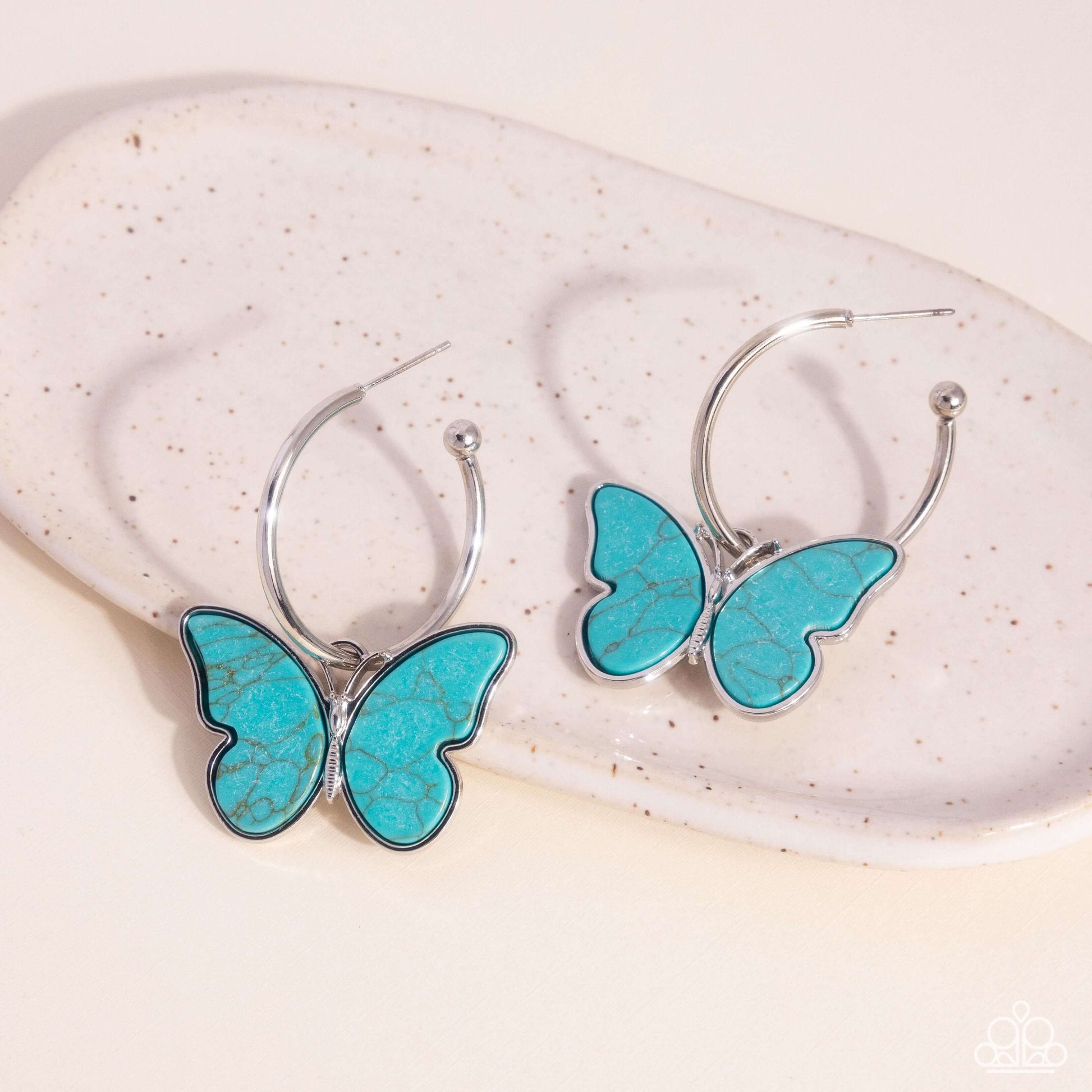 Melodic Mariposa - Blue Paparazzi Turquoise Butterfly Earrings $5 Jewelry with Janet Morgan Jewelry