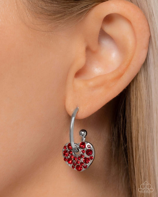 Valentines Valor - Red Paparazzi Heart Earrings $5 Jewelry with Janet Morgan Earrings