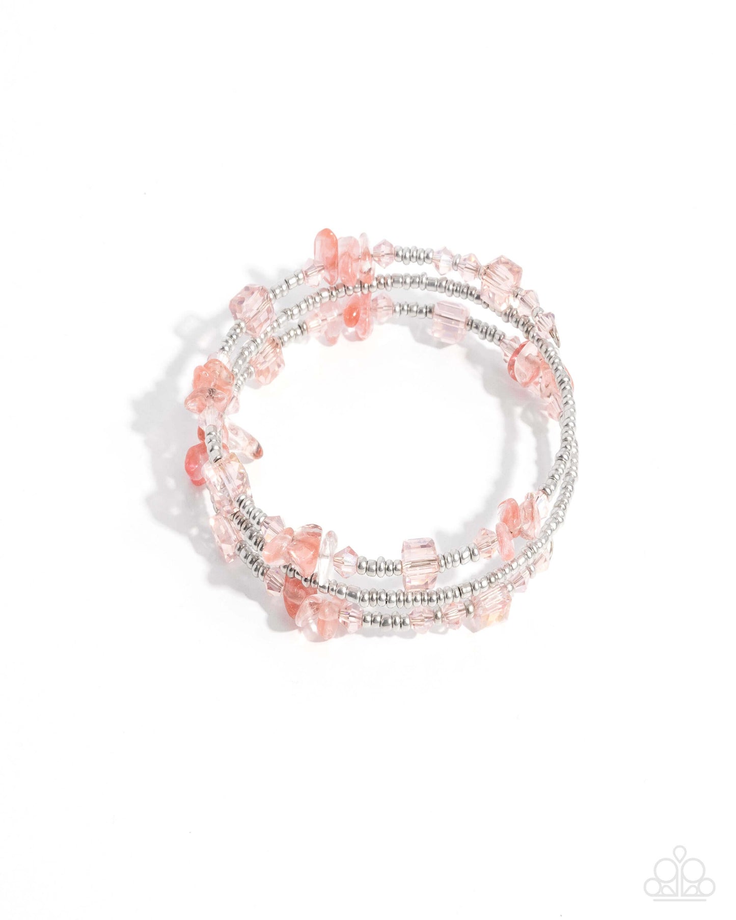 Seed Bead Scene - Pink Paparazzi Wrap Bracelet Accessories,Bracelet,Coil Bracelet,Pink,Silver Accents,Wrap Bracelet