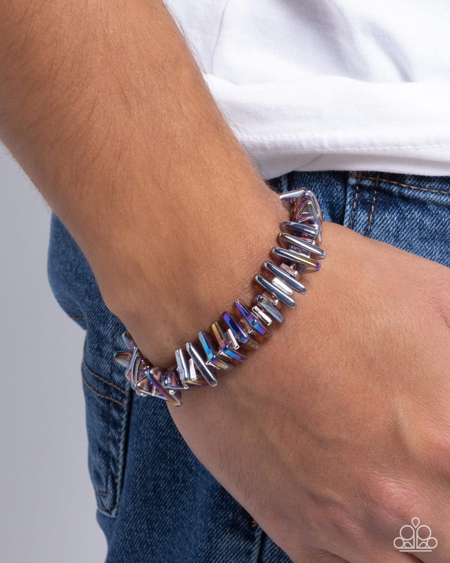 Multicolored Musings - Multi Paparazzi Bracelet Accessories,Bracelet,Mens Accessories,Multicolor,Oil Spill,Stretchy