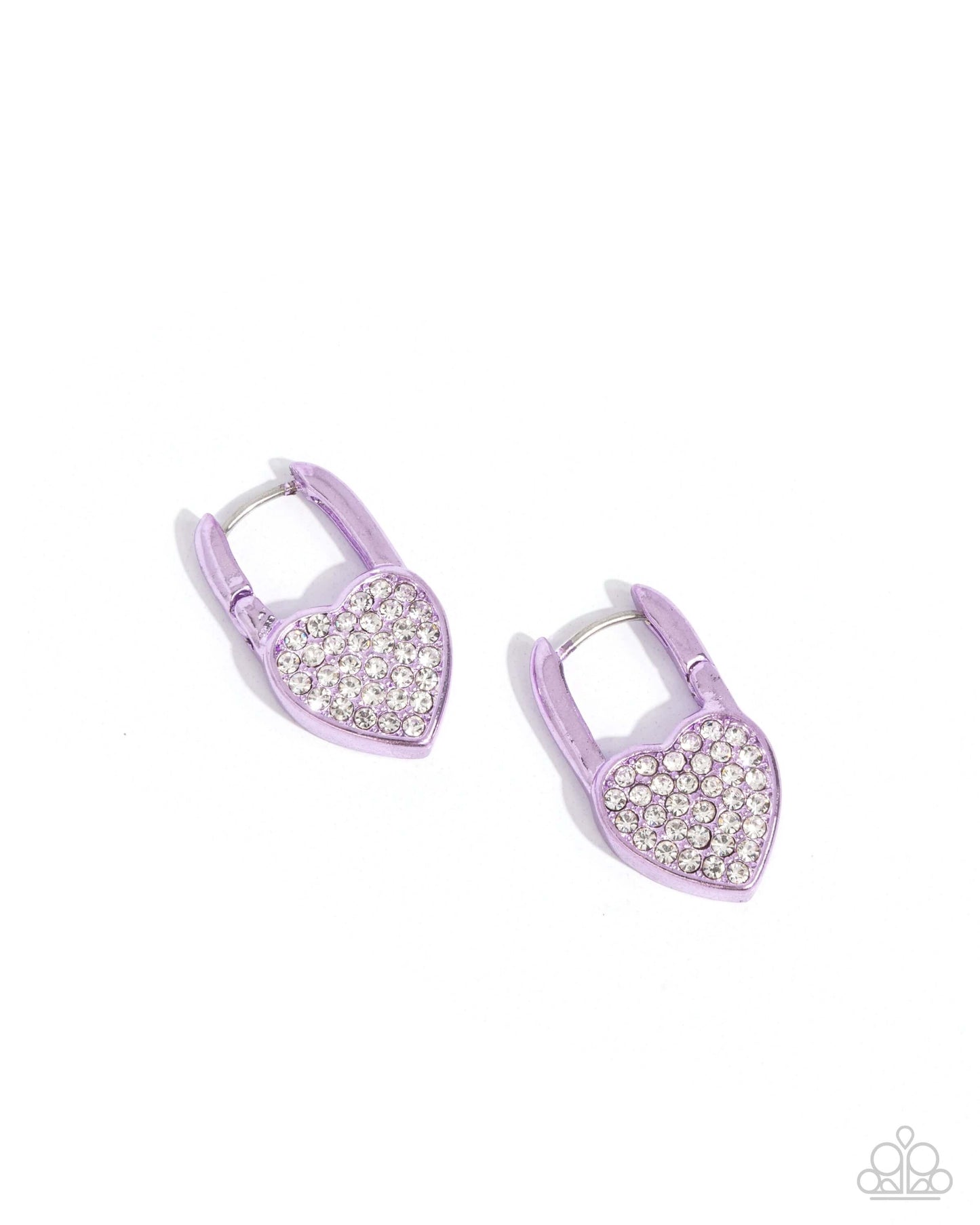 Padlocked Promise - Purple Paparazzi Heart Hoop Earrings $5 Jewelry with Janet Morgan Earrings