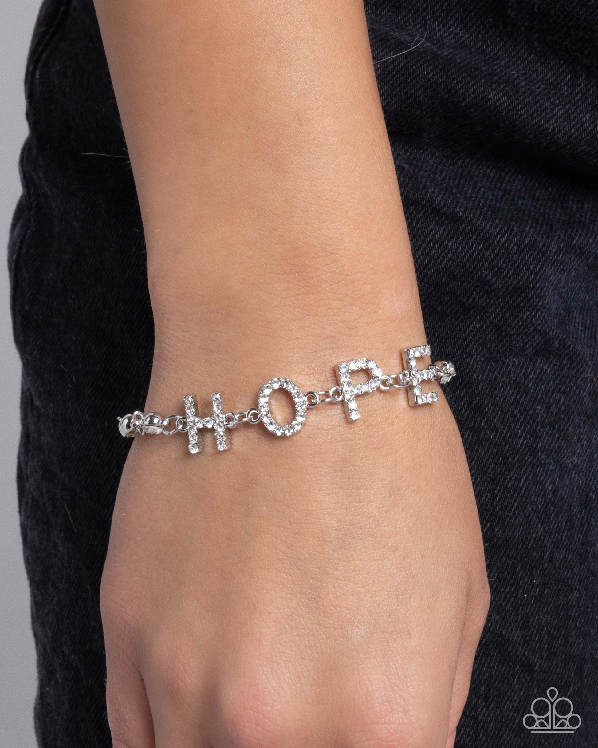 Honorable Hope - White Paparazzi Hope Bracelet Accessories,Bracelet,Faith,Silver